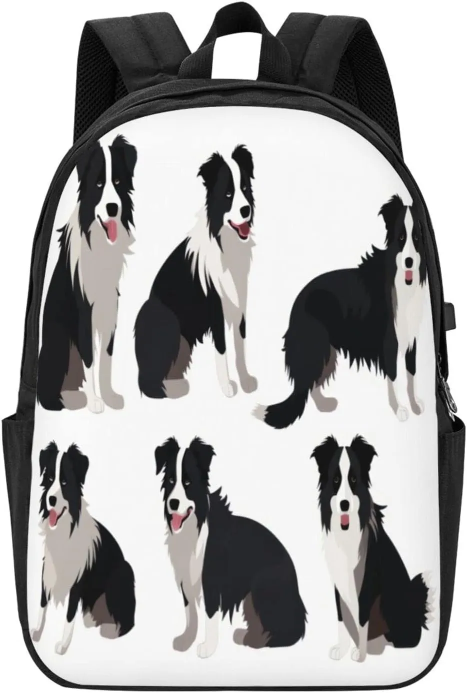 Border Collie Dog Travel Laptop Backpack - Durable Business Laptops Backpack with USB Charging Port