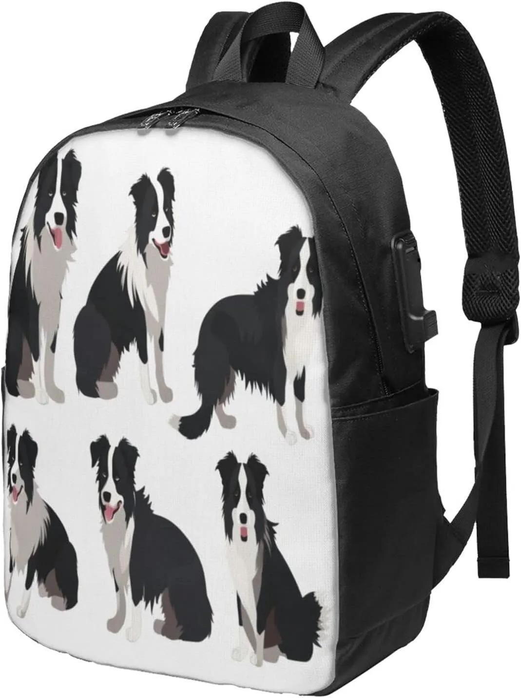 Border Collie Dog Travel Laptop Backpack - Durable Business Laptops Backpack with USB Charging Port