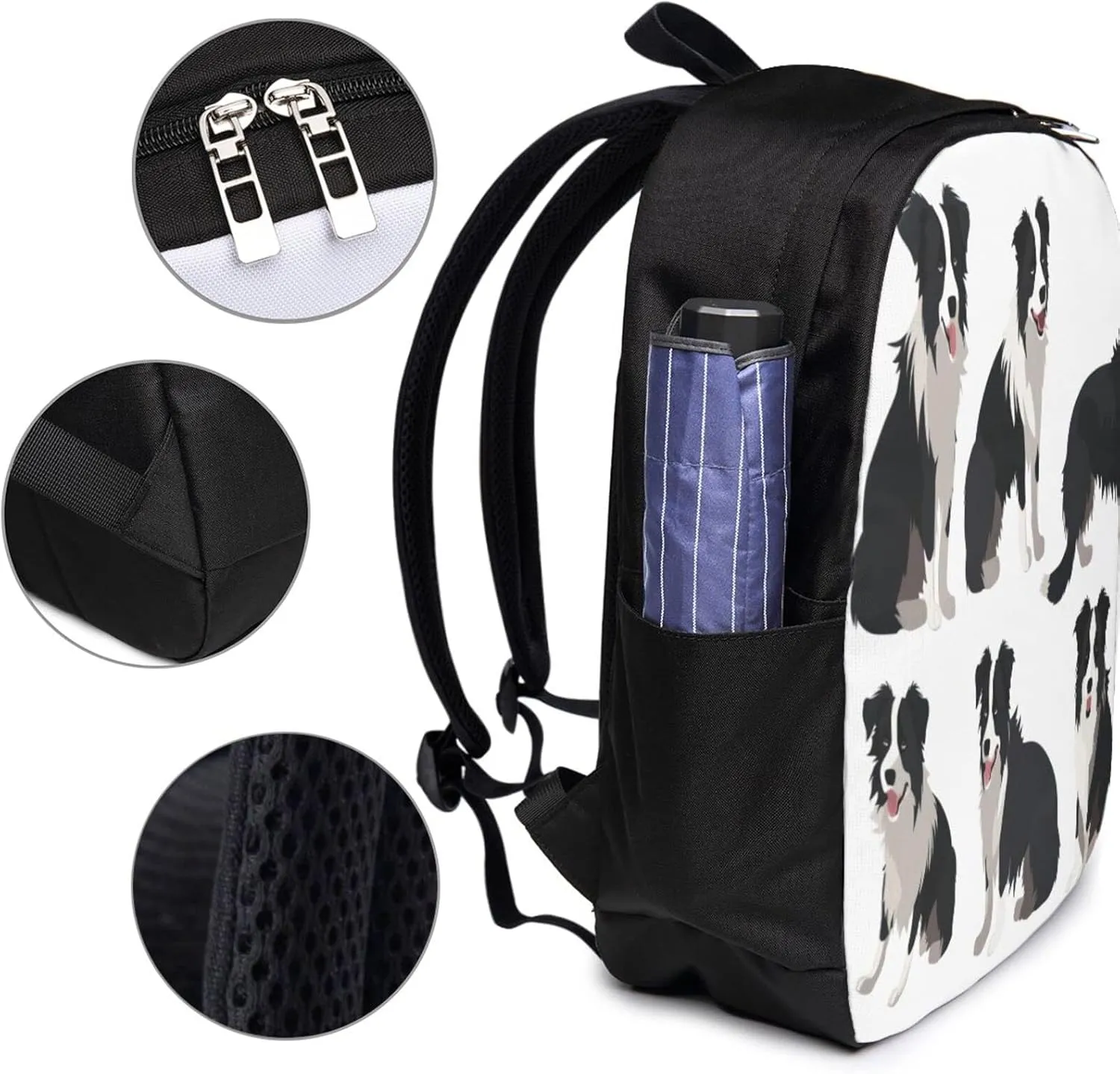 Border Collie Dog Travel Laptop Backpack - Durable Business Laptops Backpack with USB Charging Port