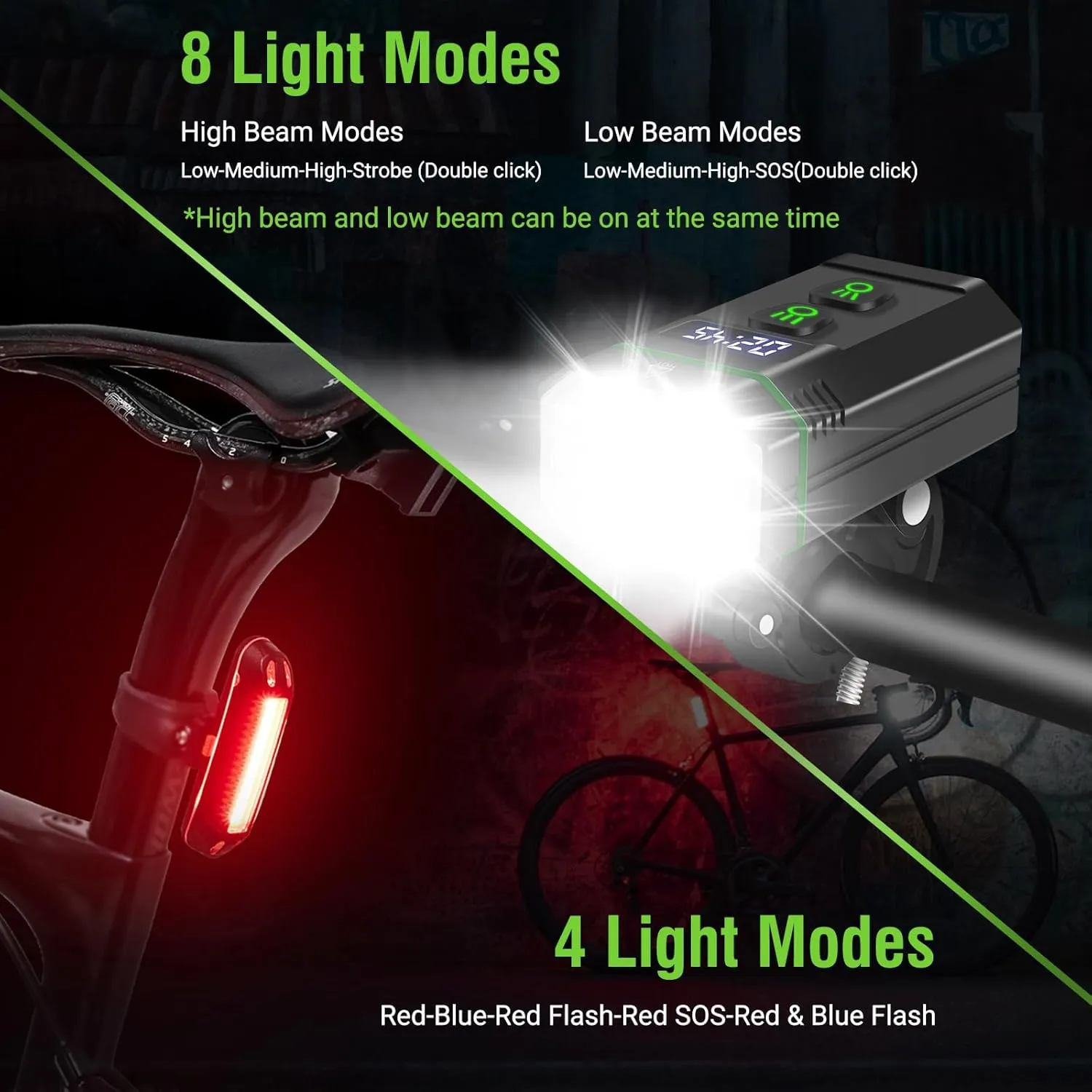 BORUIT Bike Light Rechargeable, Super Bright LED Bicycle Lights for Night Riding, IPX6 Waterproof Front Bike Light, Compact Bike Headlight Suitable for All Road、Mountain and Commuting