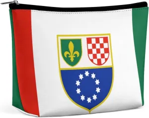 Bosnia Flag Travel-Friendly Makeup Bag Compact Cosmetic Organizer for Women Girls