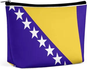 Bosnia Herzegovina Flag Travel-Friendly Makeup Bag Compact Cosmetic Organizer for Women Girls
