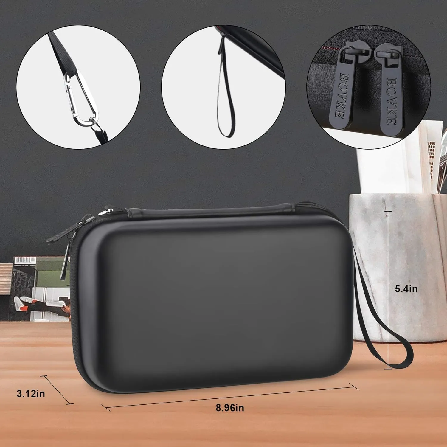 BOVKE Diabetic Supplies Travel Case for Diabetic Testing Kit, Glucose Meter Storage Case for Insulin Pens, Glucose Meters, Test Strips, Medication, Lancets, Syringe, Pen Needles and More, Black