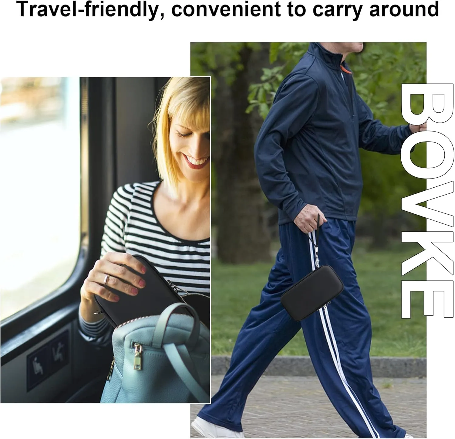 BOVKE Diabetic Supplies Travel Case, Storage Carrying Bag for Diabetes Testing Kit, Blood Glucose Monitor Meters, Test Strips, Medication, Lancets, Needles, Syringes and Other Diabetic Supplies, Black