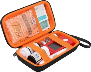 BOVKE Diabetic Supplies Travel Case, Storage Carrying Bag for Diabetes Testing Kit, Blood Glucose Monitor Meters, Test Strips, Medication, Lancets, Needles, Syringes and Other Diabetic Supplies, Black