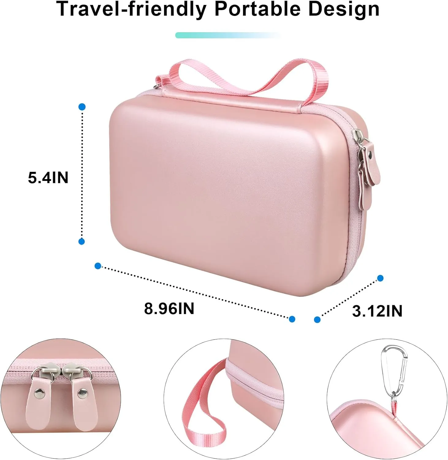 BOVKE Glucose Monitor Case - Diabetic Supply Travel Case for Glucose Meter, Blood Sugar Test Strips, Lancets, Needles, Insulin Pens - Rosegold