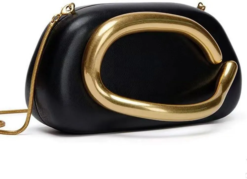 Box Clutch Purses for Women,Shell Evening Bag Gold Metal Handle PU Leather Clutch Chain Crossbody for Wedding 2025
