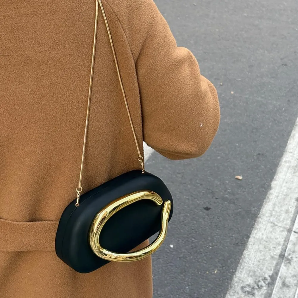 Box Clutch Purses for Women,Shell Evening Bag Gold Metal Handle PU Leather Clutch Chain Crossbody for Wedding 2025