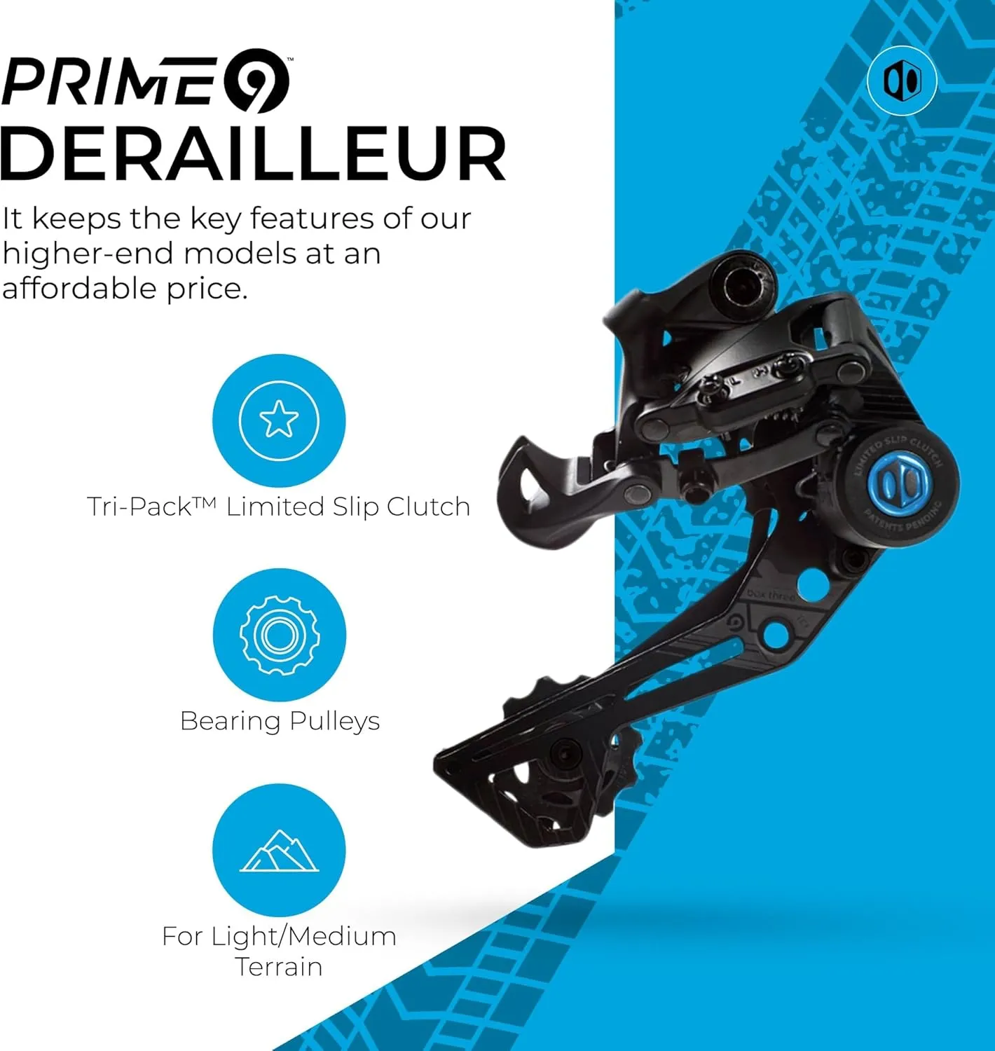 Box Three Prime 9 Multi Shift Non E-Bike and Single Shift E-Bike Cycling Groupset 9 Speed 1x Drivetrain Shifter, Rear Derailleur, Freehub Bike Cassette, Chain | Box Components
