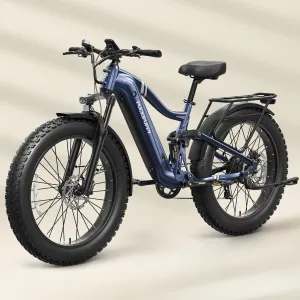 Boxer Electric Bike for Adults 960W, 48V 20AH Battery Ebike, Full Suspension 26" Fat Tire E Bike, 28MPH 80Miles Range Mountain Electric Bicycle, 7 Speed Hydraulic Disc Brakes