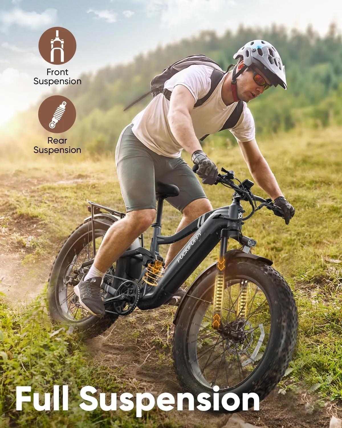 Boxer Electric Bike for Adults 960W, 48V 20AH Battery Ebike, Full Suspension 26" Fat Tire E Bike, 28MPH 80Miles Range Mountain Electric Bicycle, 7 Speed Hydraulic Disc Brakes