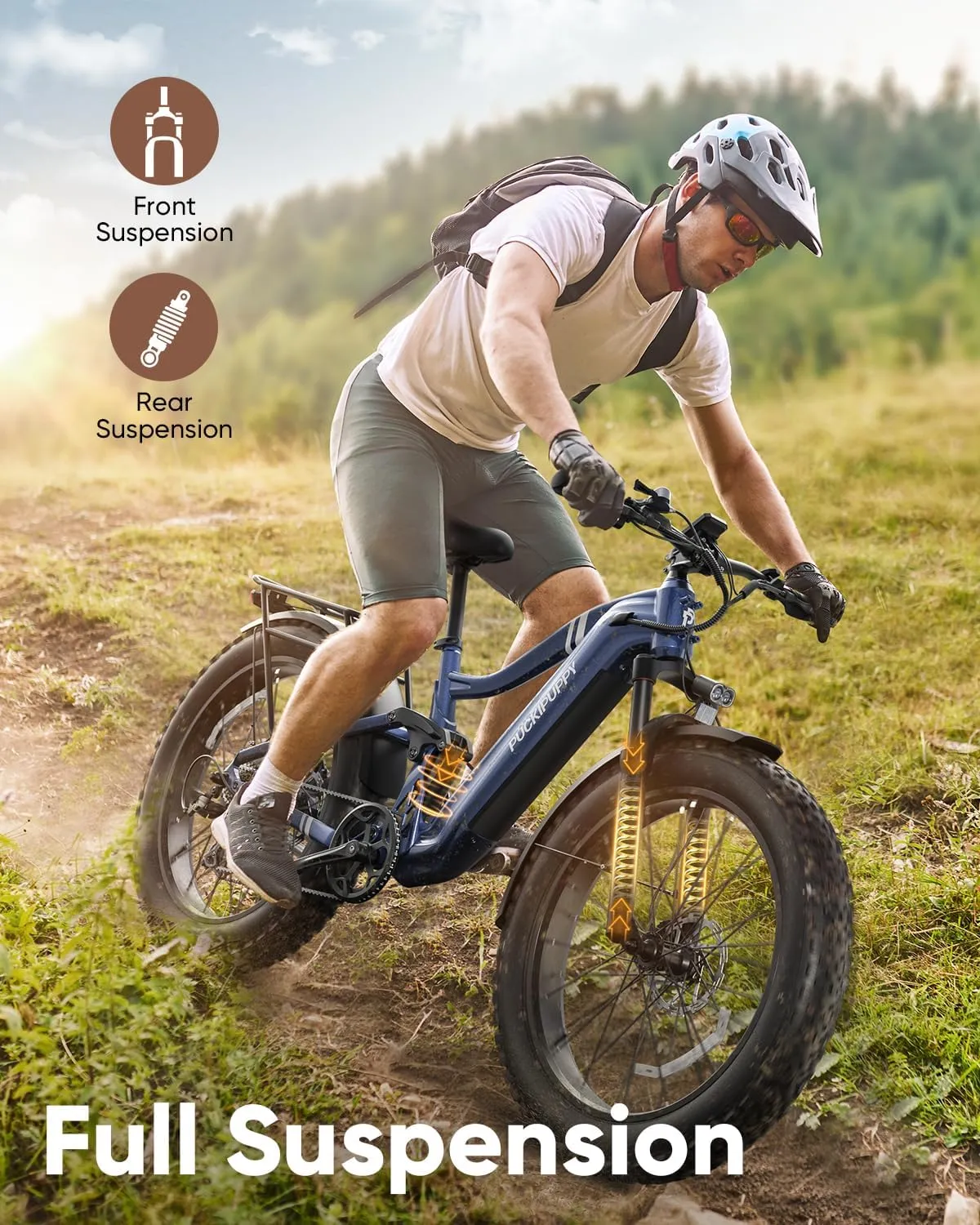 Boxer Electric Bike for Adults 960W, 48V 20AH Battery Ebike, Full Suspension 26" Fat Tire E Bike, 28MPH 80Miles Range Mountain Electric Bicycle, 7 Speed Hydraulic Disc Brakes