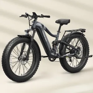 Boxer Electric Bike for Adults 960W, 48V 20AH Battery Ebike, Full Suspension 26" Fat Tire E Bike, 28MPH 80Miles Range Mountain Electric Bicycle, 7 Speed Hydraulic Disc Brakes
