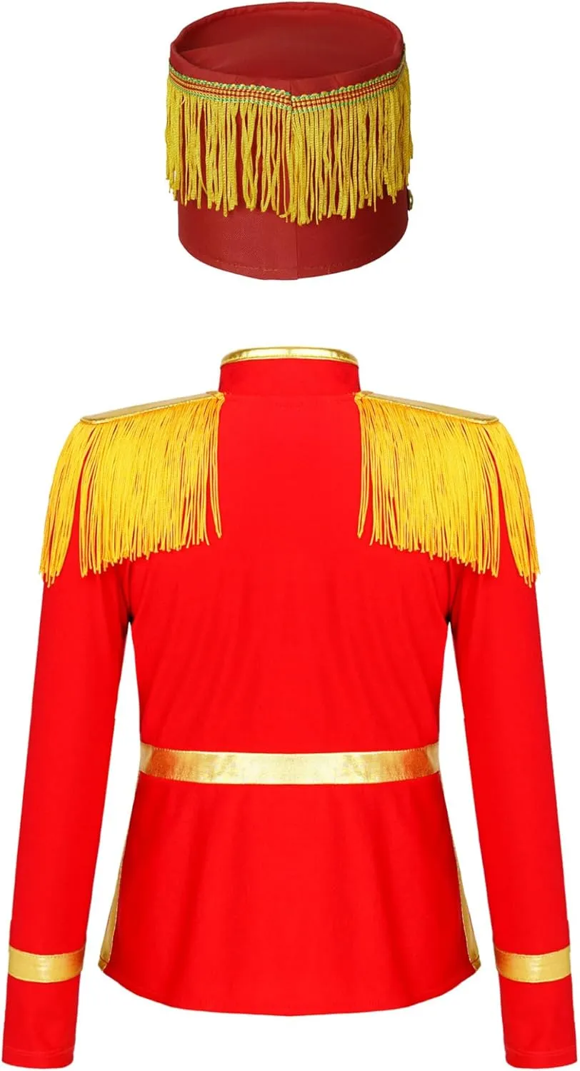 Boys Girls Halloween Costume Circus Ringmaster Drum Majorette America Nutcracker Costume Military Jacket with Hat