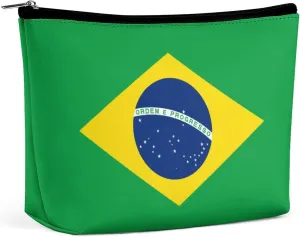 Brazil Flag Travel-Friendly Makeup Bag Compact Cosmetic Organizer for Women Girls