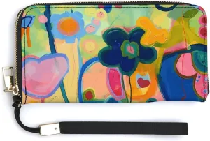 Bright Light Yellow Wristlet Long Wallet Womens Purse Zip Clutch Large Capacity Leather Purse Credit Coin Purse