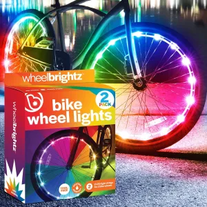 Brightz WheelBrightz LED Bike Wheel Lights - 2025 Edition with Superior Straps & LED-Weatherproof Shield! 14 Colors - Unmatched Durability, Visibility & 48  Hours of Dazzling Illumination