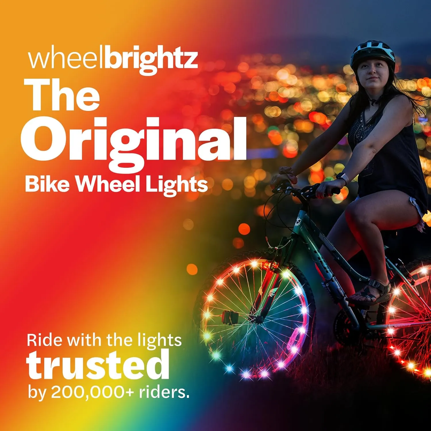 Brightz WheelBrightz LED Bike Wheel Lights - 2025 Edition with Superior Straps & LED-Weatherproof Shield! 14 Colors - Unmatched Durability, Visibility & 48  Hours of Dazzling Illumination