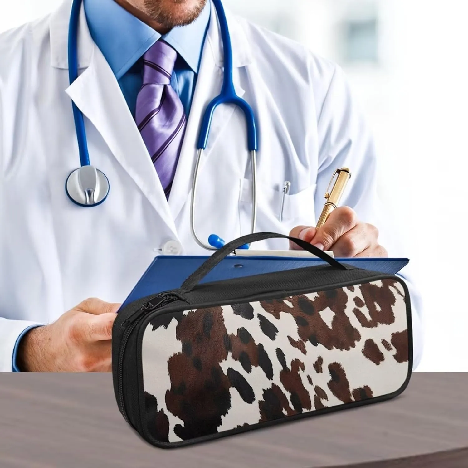 Brown Cowhide Stethoscope Case for Classic III,Stethoscope Bag for Lightweight II S.E,Cardiology IV,Extra Room for Doctor & Nurse Accessorie Portable