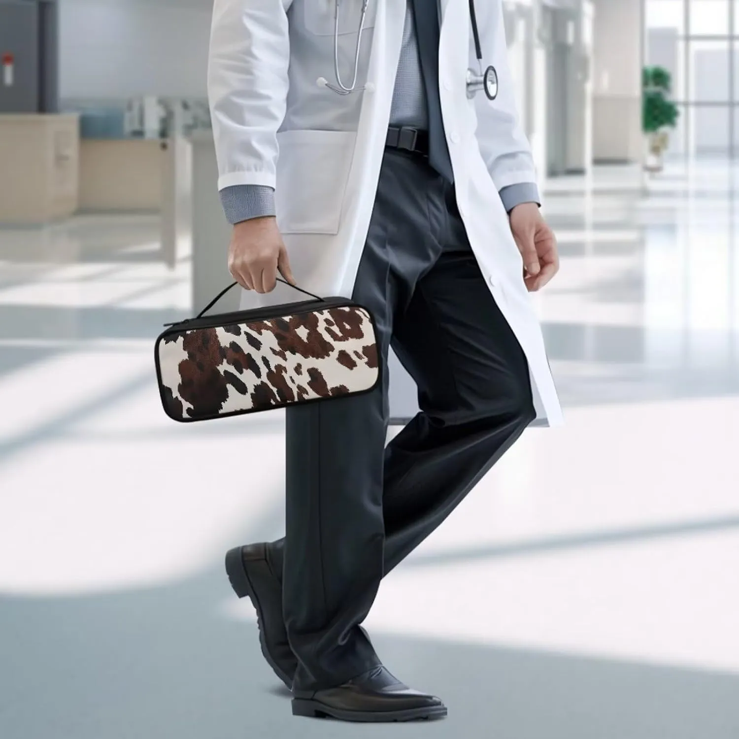 Brown Cowhide Stethoscope Case for Classic III,Stethoscope Bag for Lightweight II S.E,Cardiology IV,Extra Room for Doctor & Nurse Accessorie Portable