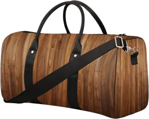 Brown Wood Stripes Travel Duffel Bag for Women Men Small Sport Gym Bag Waterproof Weekender Overnight Lightweight Carry on Foldable Gym Bag for Training Swim Yoga Traveling Handbag