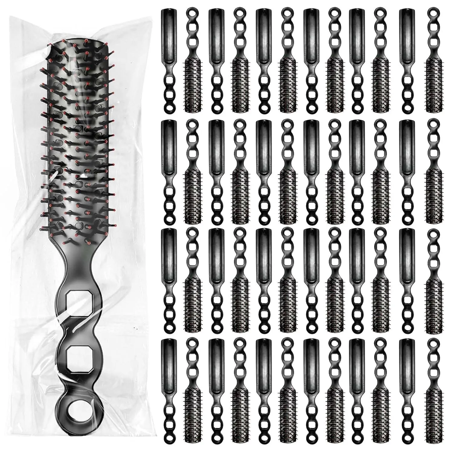 Bulk Hair Brushes 100 PCS Individually Wrapped Hair Brush Bulk, Disposable Hair Brushes Homeless Supplies Bulk Suitable for Charity Donation,Hotel,Shelter,Home(Black)