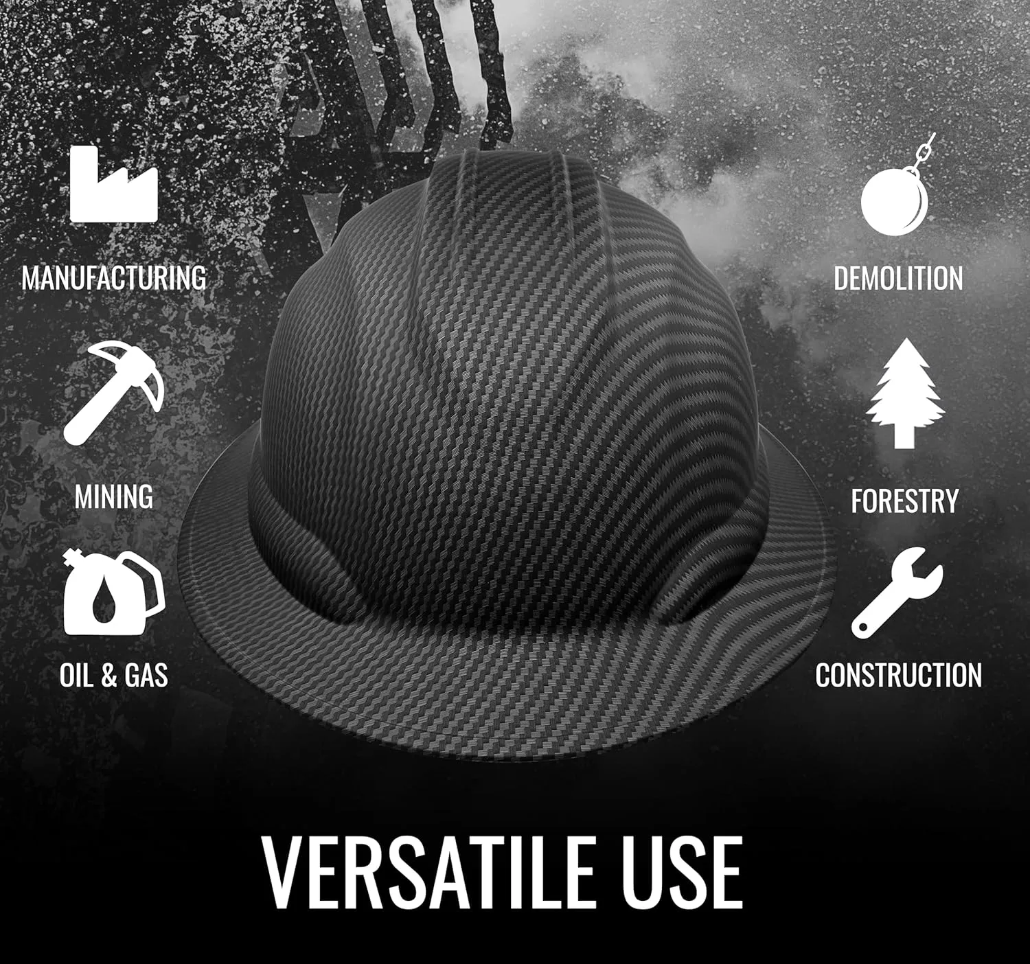 Bullhead Safety Full Brim Hard Hat: Brow Pad, Reversible, OSHA/ANSI Compliant