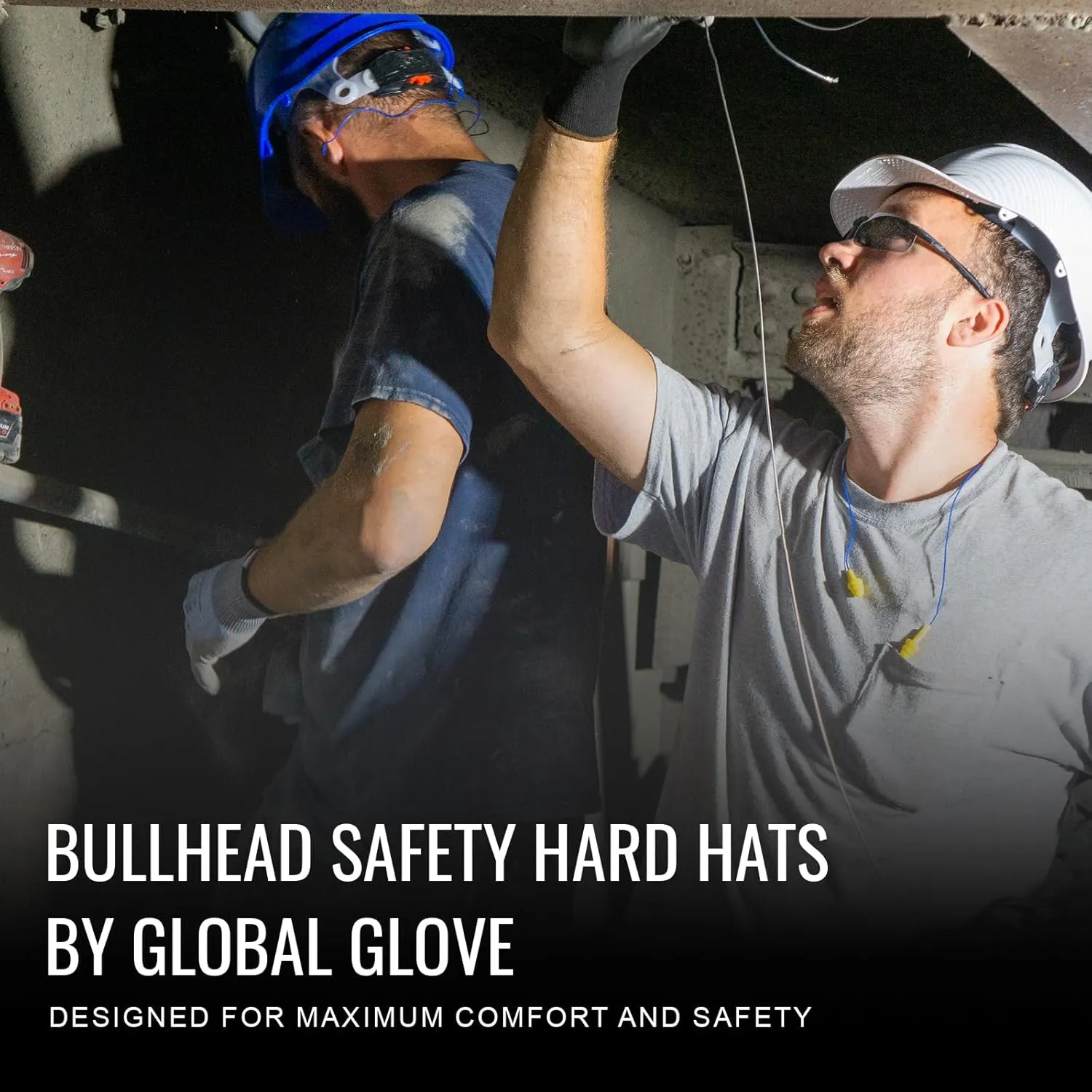 Bullhead Safety Full Brim Hard Hat: Brow Pad, Reversible, OSHA/ANSI Compliant