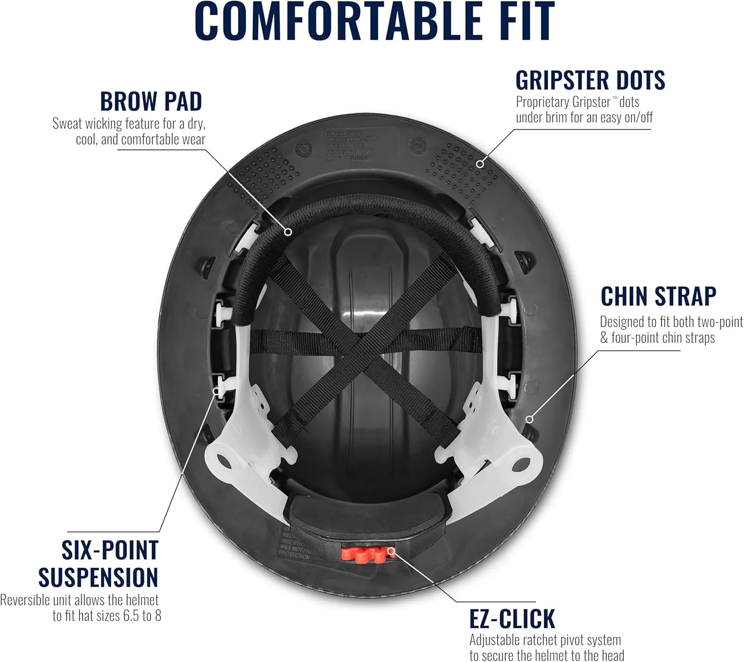 Bullhead Safety Full Brim Hard Hat: Brow Pad, Reversible, OSHA/ANSI Compliant