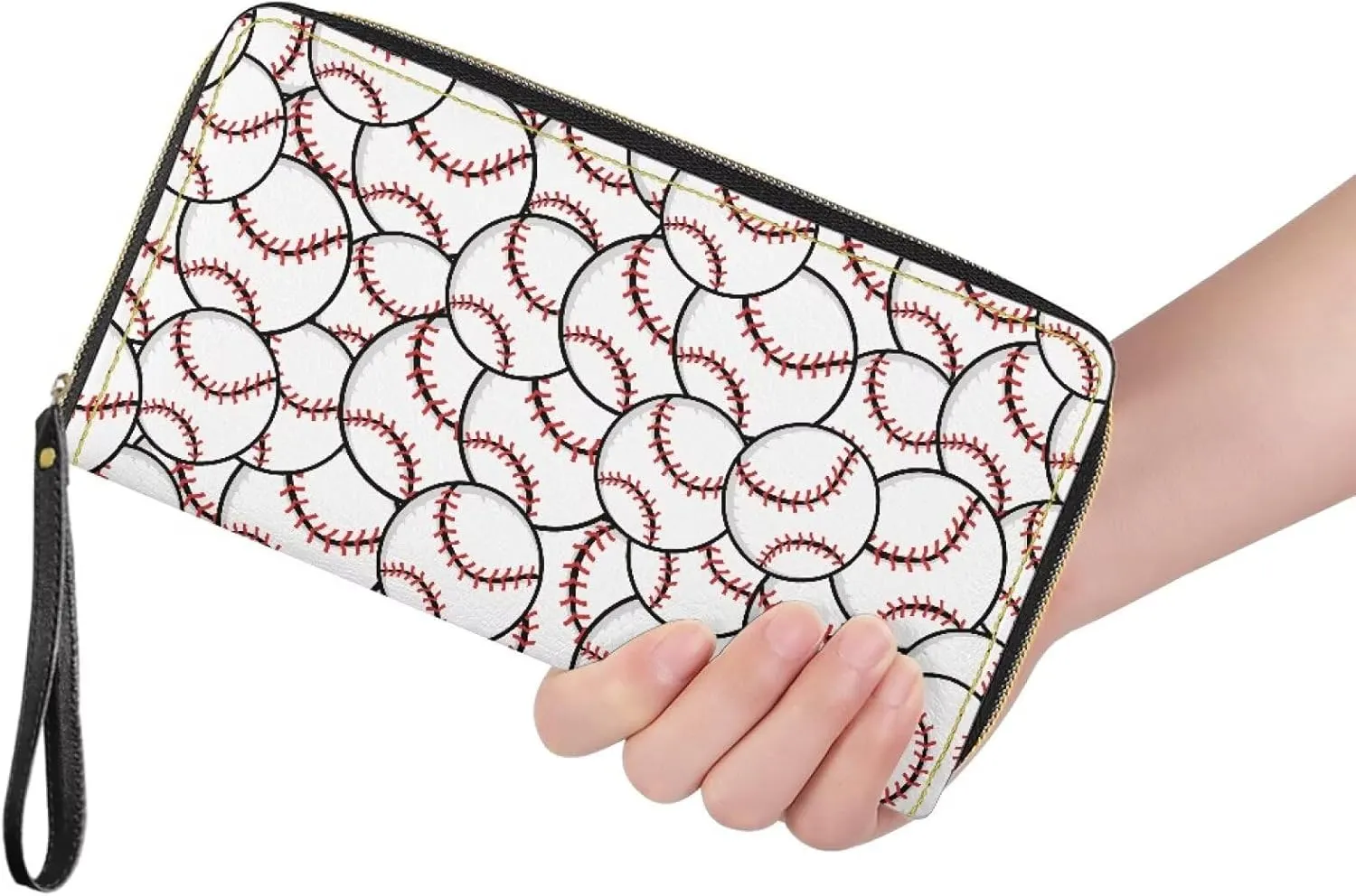 Bulopur Baseball Wristlet Wallet for Women Teen Girls Blocking Credit Card Holder with Wristlet PU Leather Phone Wallet Clutch Large Capacity Ladies Travel Purse