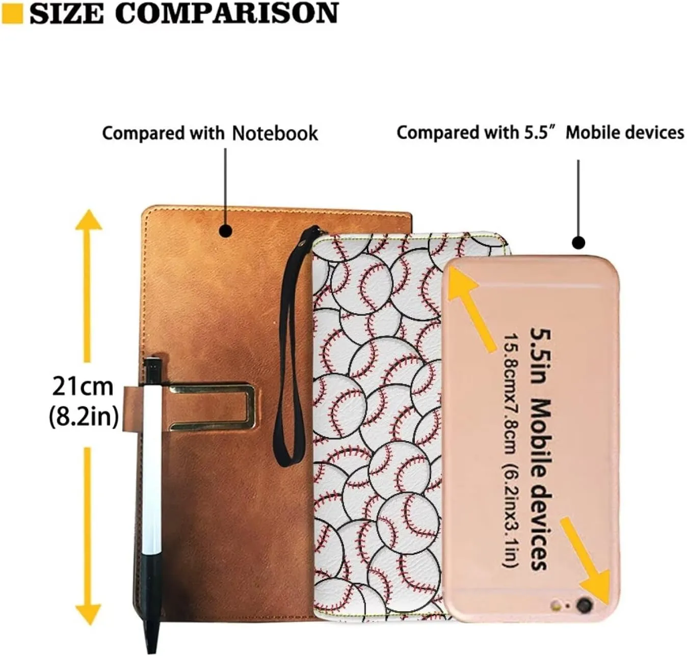 Bulopur Baseball Wristlet Wallet for Women Teen Girls Blocking Credit Card Holder with Wristlet PU Leather Phone Wallet Clutch Large Capacity Ladies Travel Purse