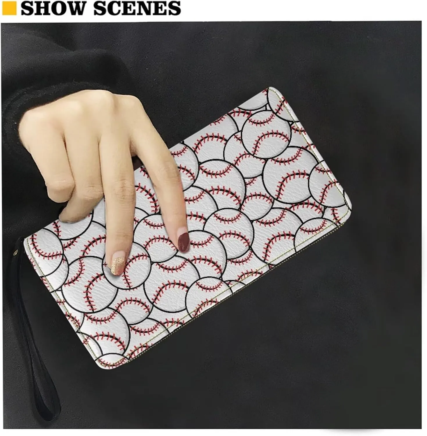 Bulopur Baseball Wristlet Wallet for Women Teen Girls Blocking Credit Card Holder with Wristlet PU Leather Phone Wallet Clutch Large Capacity Ladies Travel Purse