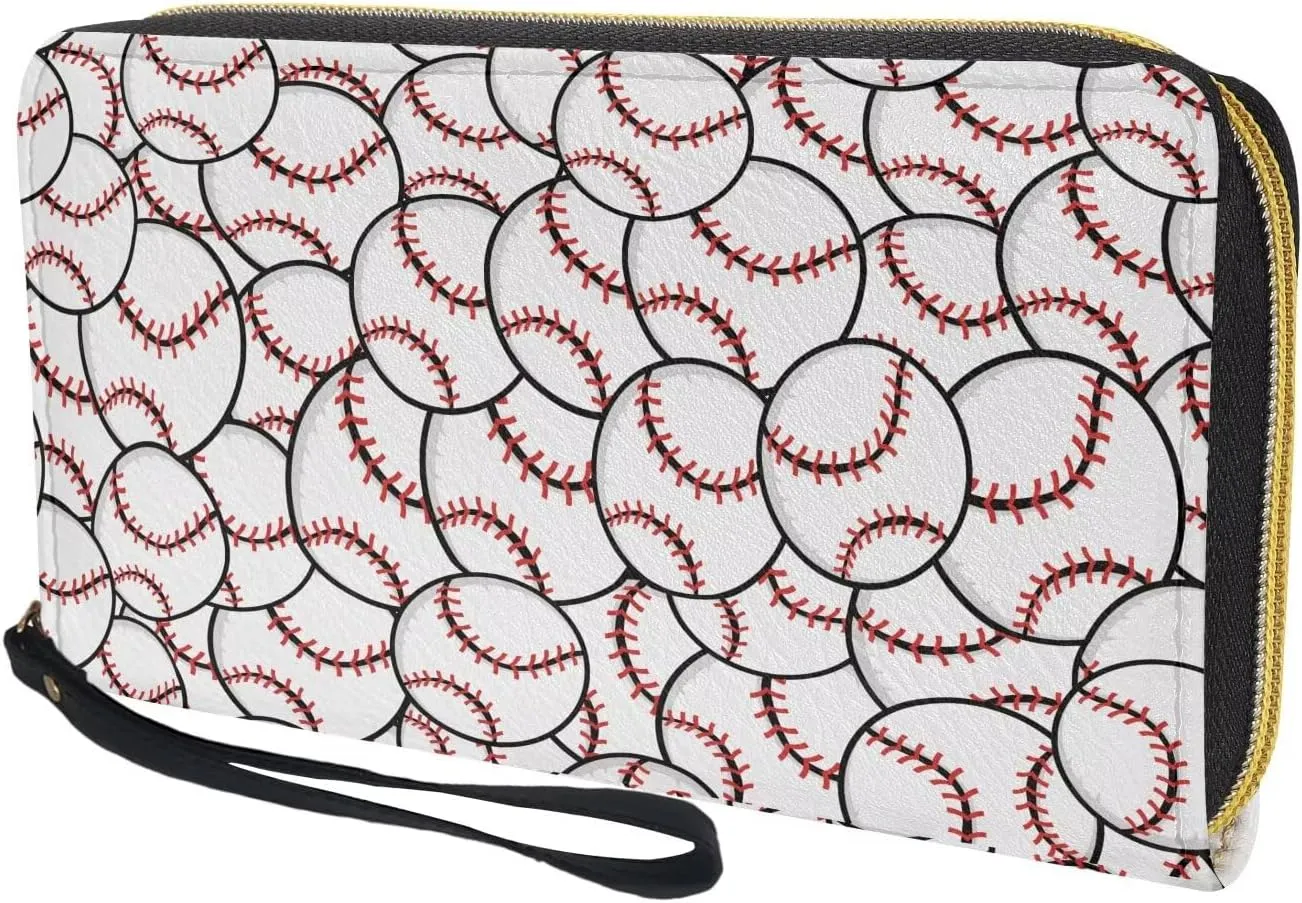 Bulopur Baseball Wristlet Wallet for Women Teen Girls Blocking Credit Card Holder with Wristlet PU Leather Phone Wallet Clutch Large Capacity Ladies Travel Purse
