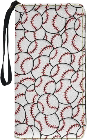 Bulopur Baseball Wristlet Wallet for Women Teen Girls Blocking Credit Card Holder with Wristlet PU Leather Phone Wallet Clutch Large Capacity Ladies Travel Purse
