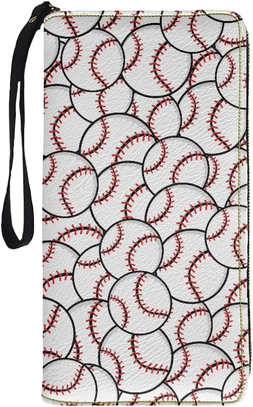Bulopur Baseball Wristlet Wallet for Women Teen Girls Blocking Credit Card Holder with Wristlet PU Leather Phone Wallet Clutch Large Capacity Ladies Travel Purse