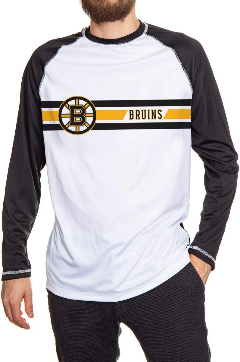 Calhoun Mens Officially Licensed NHL Striped Long Sleeve Rashguard