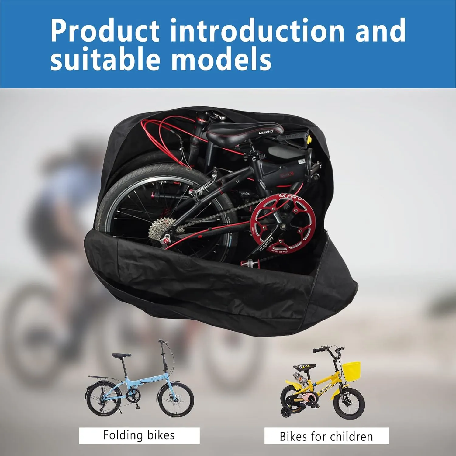CamGo 20 Inch Folding Bike Bag - Waterproof Bicycle Travel Case Outdoors Bike Transport Bag for Cars Train Air Travel