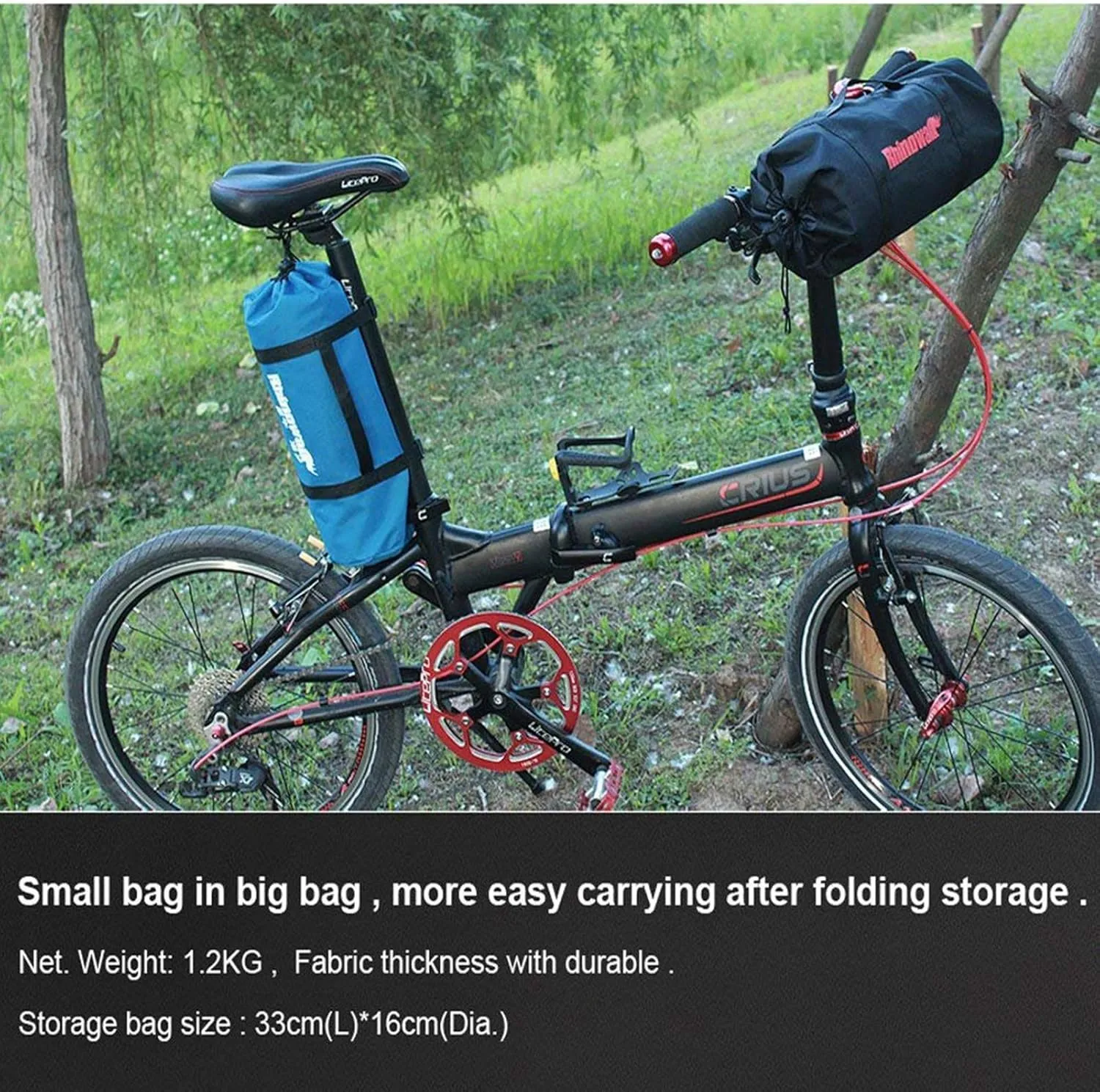 CamGo 20 Inch Folding Bike Bag - Waterproof Bicycle Travel Case Outdoors Bike Transport Bag for Cars Train Air Travel