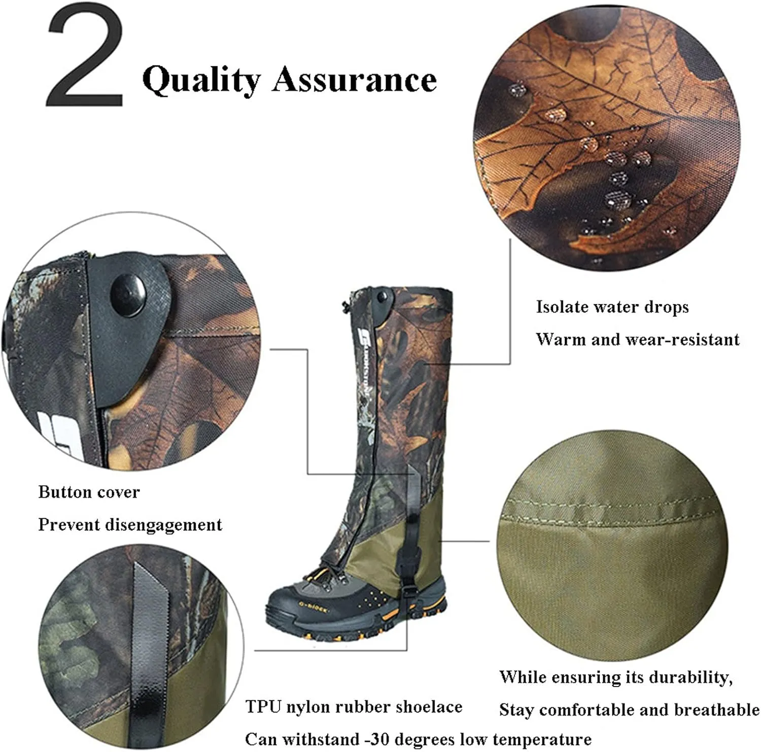 Camouflage Leg Gaiters, Waterproof and Snake-Proof Hiking Boots, Suitable for Hiking and Desert Jungle Camping Snow Boots Leggings (Color : A, Size : One Size)