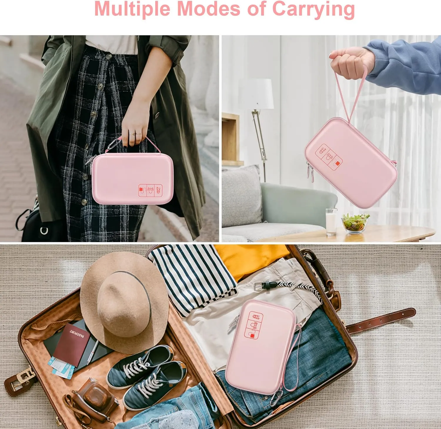 Canboc Diabetic Supplies Travel Case, Carrying Bag for Glucose Meter, Insulin Pens, Blood Sugar Test Strips, Lancets, Syringe, Medication, Alcohol Wipe or Other Diabetes Care Accessories, Rose Gold