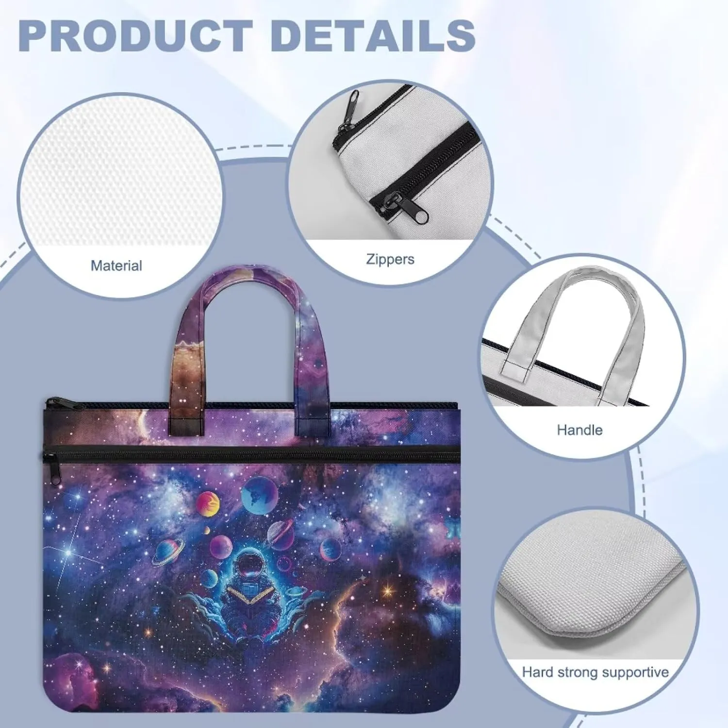 Canvas Document Bag Document Pouch with Zipper Large Double Pockets File Bag with Handle Portable Briefcase Canvas Tote Bag