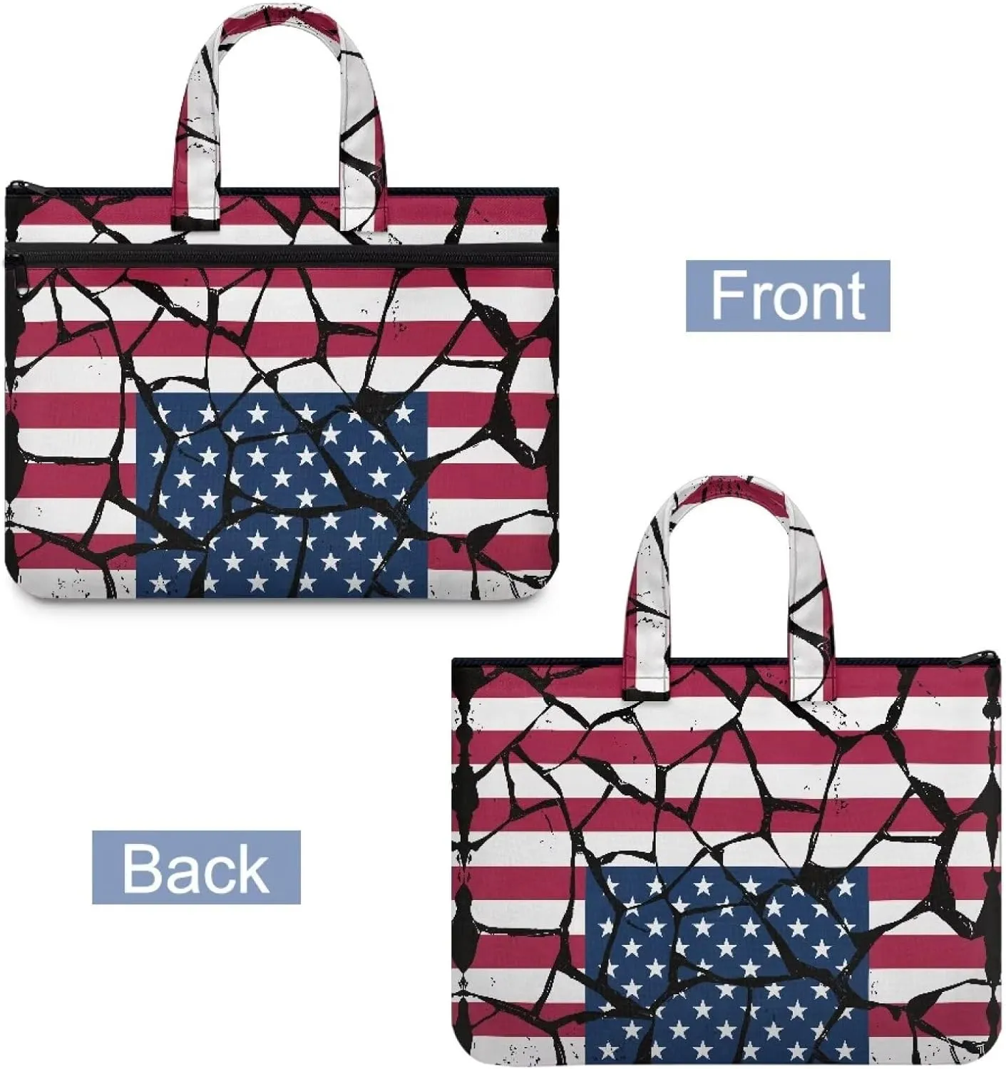 Canvas Document Bag Document Pouch with Zipper Large Double Pockets File Bag with Handle Portable Briefcase Canvas Tote Bag