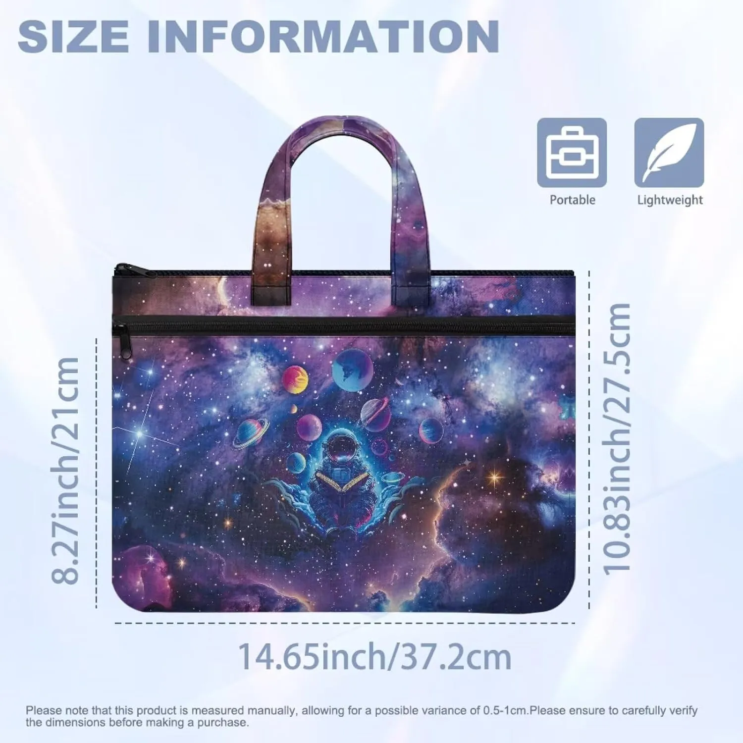 Canvas Document Bag Document Pouch with Zipper Large Double Pockets File Bag with Handle Portable Briefcase Canvas Tote Bag