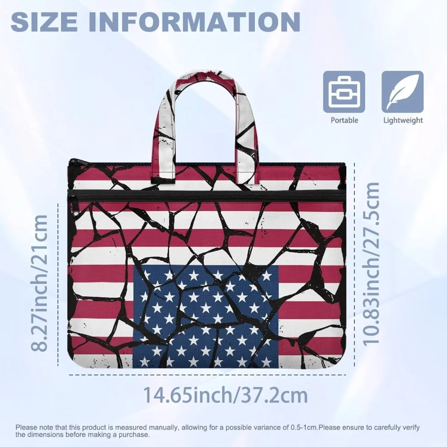 Canvas Document Bag Document Pouch with Zipper Large Double Pockets File Bag with Handle Portable Briefcase Canvas Tote Bag