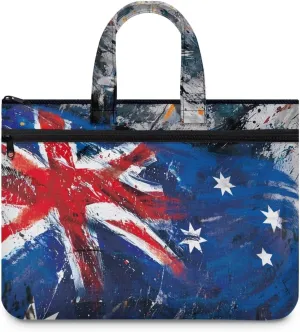Canvas Document Bag with Zipper Portable Briefcase Portfolio Folder 2 Compartments Handbag Meeting Office Organizer Briefcase