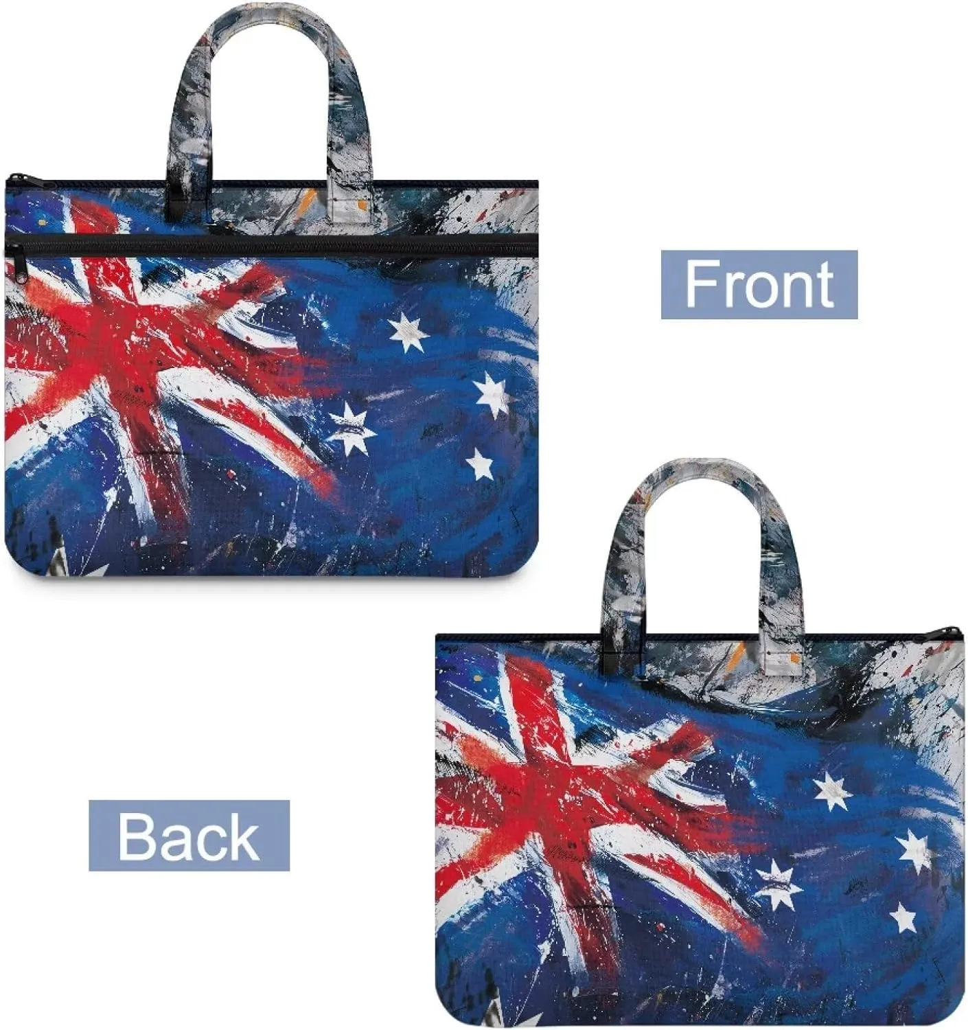 Canvas Document Bag with Zipper Portable Briefcase Portfolio Folder 2 Compartments Handbag Meeting Office Organizer Briefcase