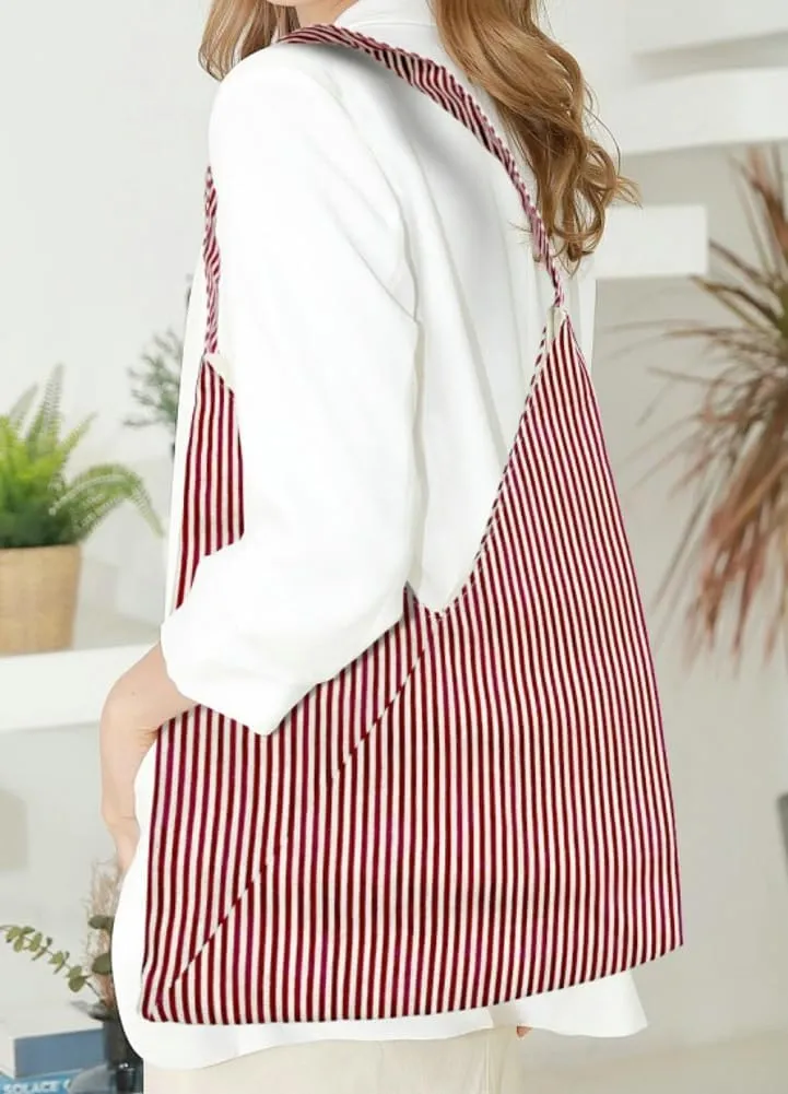 Canvas Shoulder Bags for Women Casual Handbags Stripe Top Handle Purse Large Tote Bag Satchel for Work Shopping