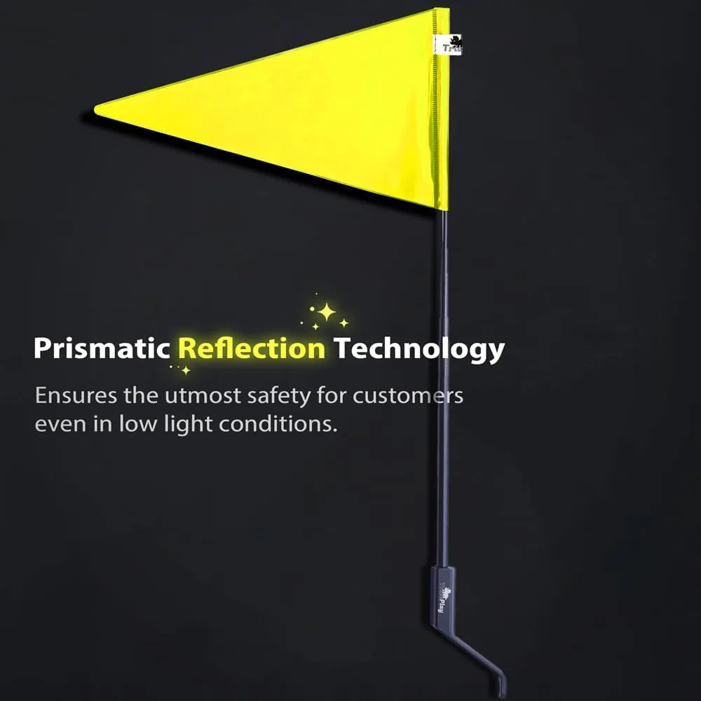 Carbon Fiber Telescopic Reflective Safety Flag - High visibility, bike flag, Kid bike safety flag, Bike trailer flag, Bike visibility flag[Sunburst Yellow]