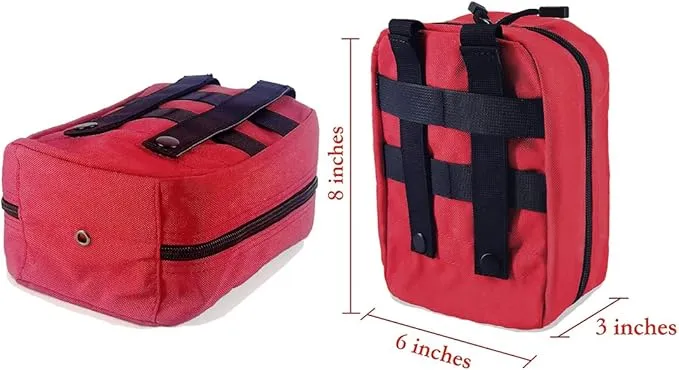 Carlebben EMT Pouch MOLLE Ifak Pouch Tactical MOLLE Medical First Aid Kit Utility Pouch (with Medical Supplies Red)