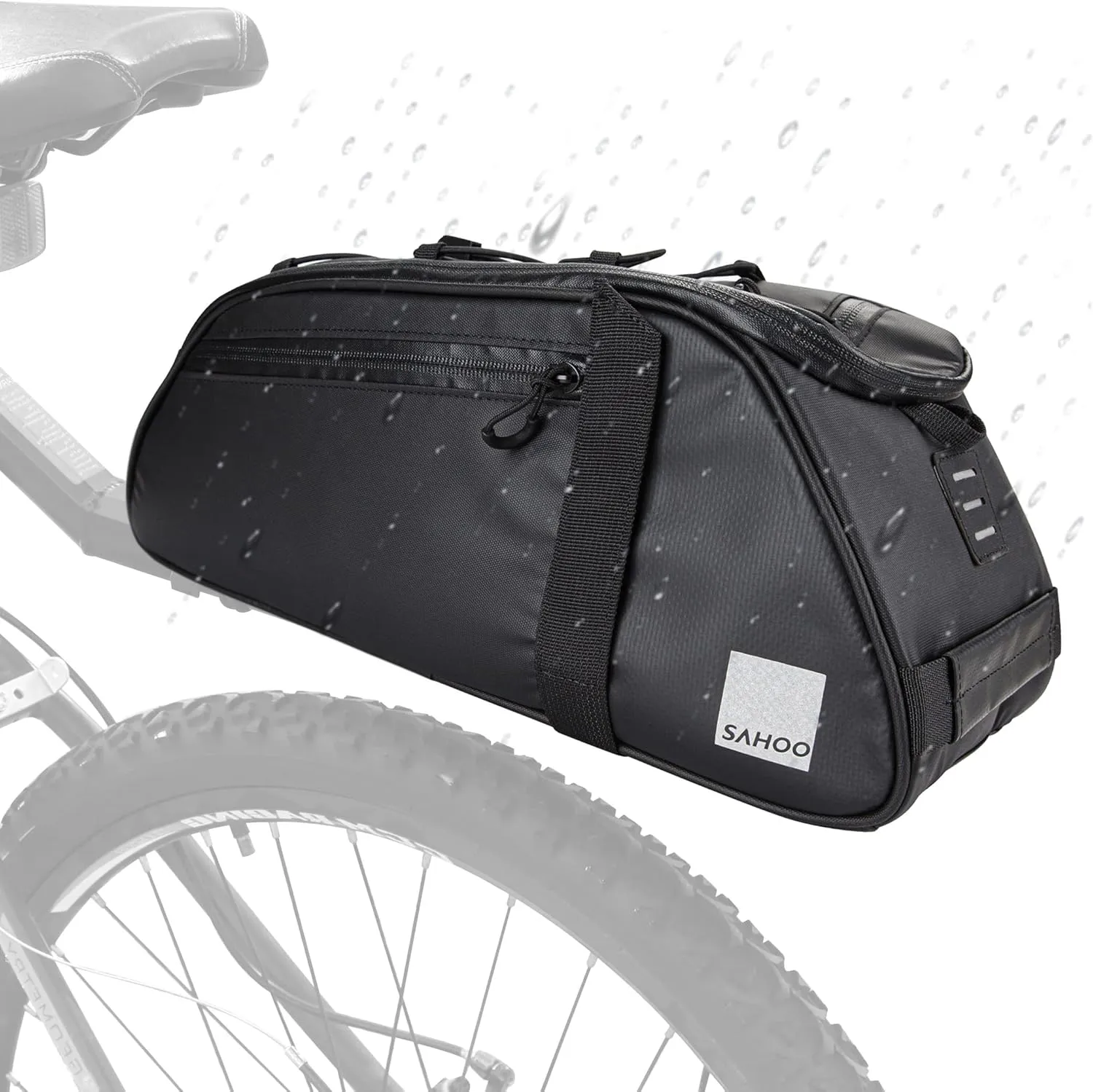 CARTMAN Bike Reflective Rear Rack Bag, Water Resistant Bicycle Saddle Panniers, 8L Capacity Trunk Storage Bag Cycling Back Seat Cargo Carrier Pouch with Shoulder Strap Trave